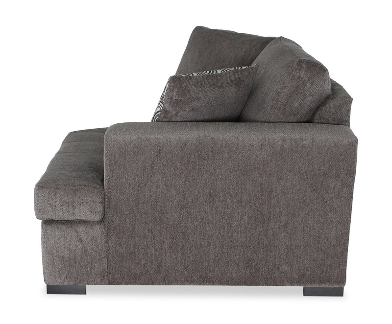 Made in Canada Legend 2-Piece Right-Facing Chenille Fabric Cuddler Sleeper Sectional - Pewter Brown