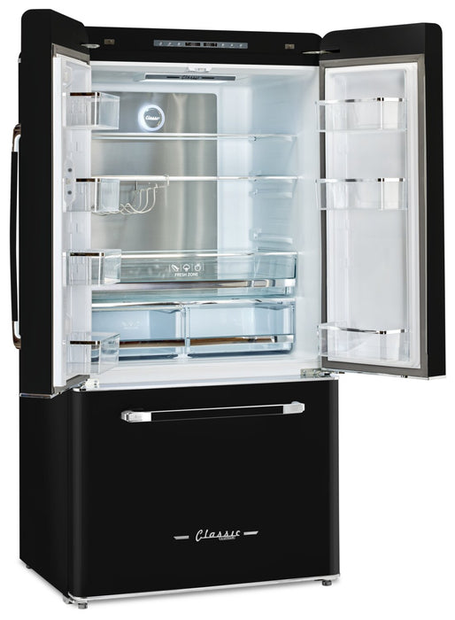 Classic Retro by Unique 36\" 21.4 Cu. Ft. Counter-Depth Refrigerator - Midnight Black - UGP-595L B AC
