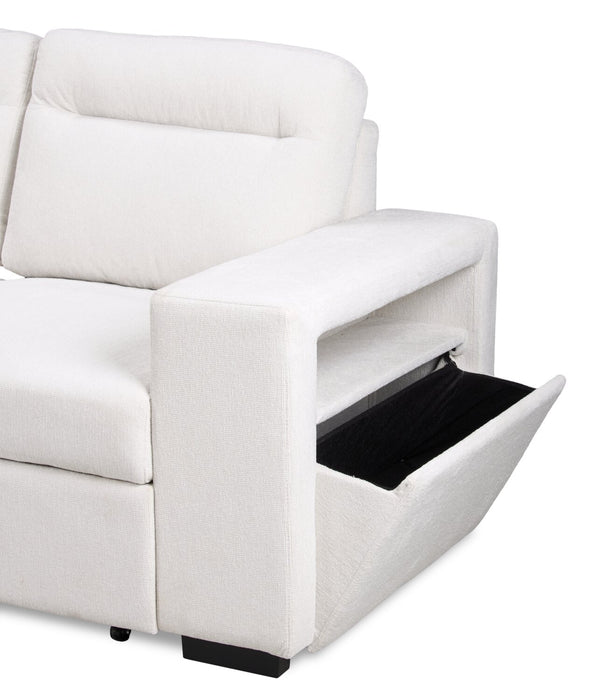 Coast 3-Piece Left-Facing Ivory White Fabric Sleeper Sectional with Storage Chaise and Storage Armrest