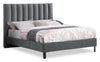 Amos Upholstered Platform Bed Base in Charcoal Fabric - Queen Size | Base de lit plateforme Amos rembourrée en tissu anthracite - format grand lit