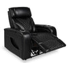 Elite 38" Genuine Leather Massage Power Reclining Chair with Power Headrest and Storage Armrests - Black | Fauteuil de massage à inclinaison électrique Elite de 38 po en cuir véritable avec appuie-tête électrique et accoudoirs de rangement - noir