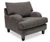 Made in Canada Nofia 36" Chenille Fabric Chair with Wood Legs - Charcoal Grey | Fauteuil Nofia de 36 po fabriqué au Canada en tissu de chenille avec pattes en bois - gris anthracite
