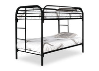 Logan Bunk Bed with Ladders & Guard Rail for Kids, Black Metal - Twin/Twin