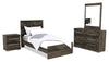 Riley 6pc Bedroom Set with Panel Bed, Dresser, Mirror & Nightstand, Made in Canada, Grey - Twin Size | Ensemble de chambre à coucher Riley 6 pièces avec lit à panneaux, commode, miroir et table de nuit, fabriqué au Canada, gris - format lit simple