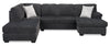 Made in Canada Morgan 2-Piece Left-Facing Chenille Fabric Wrap Sectional with Accent Pillows - Grey | Sofa sectionnel en U de gauche Morgan 2 pièces fabriqué au Canada en tissu de chenille avec coussins décoratifs - gris