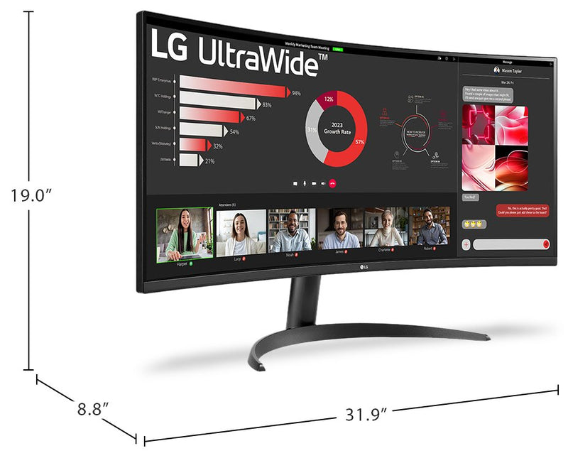  LG 31.5” UltraGear™ Nano IPS 100Hz 5ms (GtG) NVIDIA Gaming Monitor (34WR50QK-B)