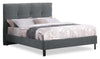 Amos Upholstered Platform Bed in Charcoal Fabric with Tufted Headboard - King Size | Lit plateforme Amos rembourré en tissu anthracite avec tête de lit capitonnée - format très grand lit