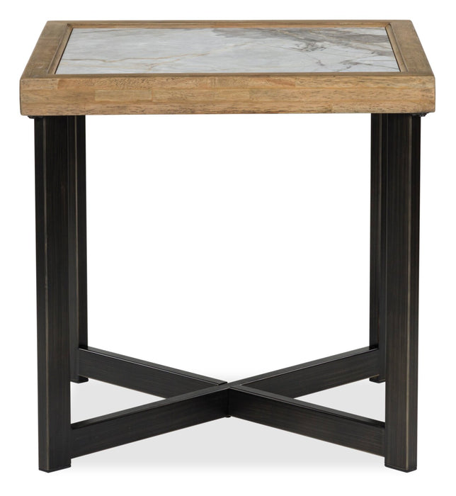 Marina 25” Contemporary End Table with Stone Tile - Natural
