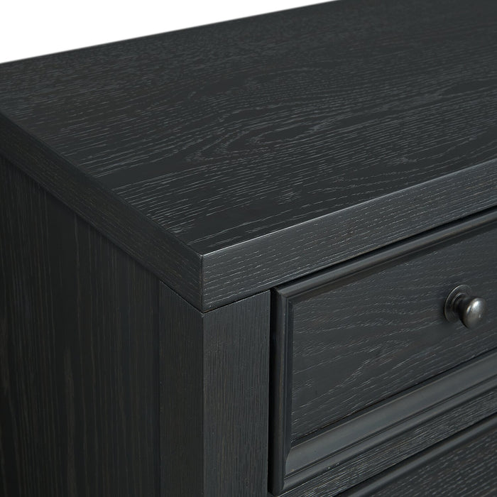 Casa Bedside 3-Drawer Nightstand with USB Port, 27\"W x 26.5\"H, Wood - Black
