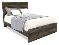 Riley Panel Bed with Headboard & Frame for Kids, Made in Canada, Grey - Full Size