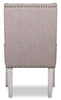 Willow Wingback Dining Chair with Polyester Fabric & Nailhead Trim - Brown | Chaise de salle à manger à oreilles Willow en tissu de polyester avec bordure de clous décoratifs - brune