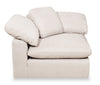 Eclipse Modular 6-Piece Linen-Look Fabric Sectional with Ottomans and Reversible Feather Down Cushions - Linen White | Sofa sectionnel modulaire Eclipse 6 pièces en tissu d’apparence lin avec poufs et coussins réversibles en duvet et plumes - blanc lin