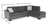 Aubrey 114" Right-Facing Chenille Fabric Eurostyle Queen Sofa Bed Sectional with Wooden Legs – Grey | Sofa-lit sectionnel de droite avec grand lit Aubrey de 114 po de style européen en tissu de chenille avec pattes en bois - gris
