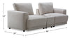 Voyage Modular 3-Piece U-Shaped Fabric Sectional with Console and Removable Back Cushions – Taupe | Sofa sectionnel modulaire en forme de U Voyage 3 pièces en tissu avec console et coussins de dossier amovibles - taupe