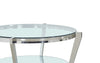 Yonge 36" Modern Round Glass Top Coffee Table with Shelf - Chrome Finish with Stainless Steel | Table à café ronde moderne Yonge de 36 po avec dessus en verre et tablette - fini chromé avec acier inoxydable