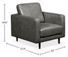 Edge 35" Genuine Leather Chair with Wood Legs and Removable Back Cushion - Grey | Fauteuil Edge de 35 po en cuir véritable avec pattes en bois et coussin de dossier amovible - gris