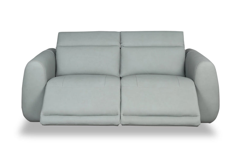 Gianna 76\" Genuine Leather Power Reclining Sofa with Power Headrests and USB Ports - Spa Blue