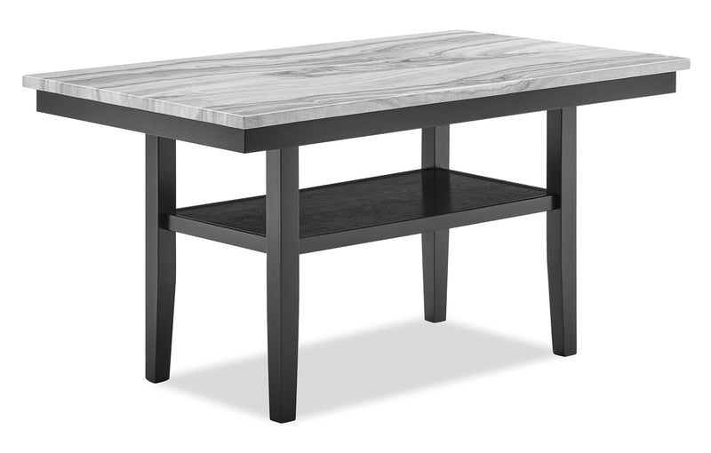 Libra 7pc Dining Set with Table & 6 Chairs, Marble-Look Top, 60\"W - Black/Grey