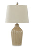 Willa Rockwell 23" Contemporary Ceramic Table Lamp in Cuban Sand Ceramic, Polished Nickel and Natural Linen Shade | Lampe de table contemporaine Willa Rockwell de 23 po en céramique de couleur sable cubain, en nickel poli et avec abat-jour lin naturel