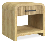 Lenore 24” Modern End Table with Storage, Shelf and USB Port - Natural