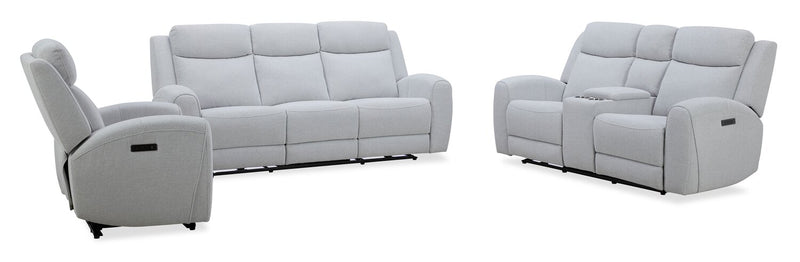 Reign 87\" Fabric Power Reclining Sofa with USB Ports - Bronco Stone Grey
