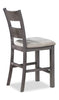 Krew Counter-Height Dining Chair with Polyester Fabric, Ladder Back, Melamine - Grey | Chaise de salle à manger Krew de hauteur comptoir en tissu de polyester et en mélamine avec dossier en échelle - grise