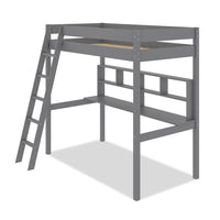 Brody Loft Bed with Built-in Desk, Ladder & Guardrails for Kids & Teens, Grey - Twin Size