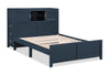 Quinn Platform Bed with Bookcase Headboard, Built-in Desk & Stool, Blue - Full Size | Lit plateforme Quinn avec tête de lit bibliothèque, bureau intégré et tabouret, bleu - format lit double