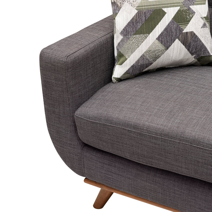 Kort & Co. Freeman 80” Linen-Look Fabric Condo Size Sofa with Wood Legs - Charcoal Grey