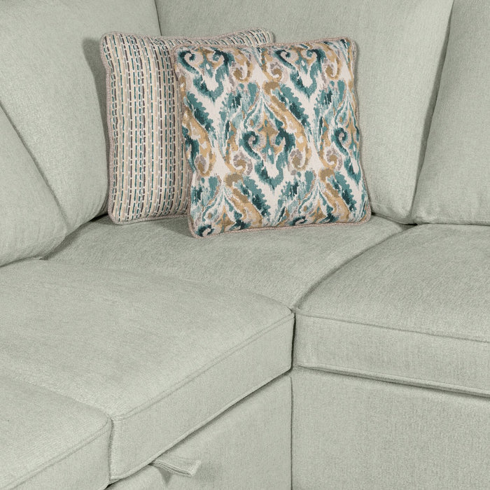Scott Living Haven 4-Piece Right-Facing Chenille Fabric Sleeper Sectional with Storage Chaise - Seafoam Blue