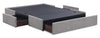 Amos Upholstered Storage Bed Base in Grey Fabric with 3 Built-in Drawers  - King Size | Base de lit de rangement Amos rembourrée en tissu gris avec 3 tiroirs intégrés - format très grand lit