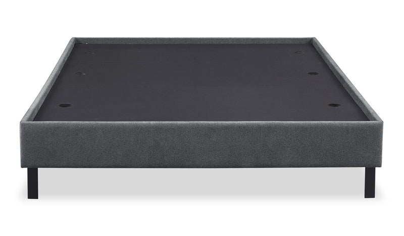 Amos Upholstered Platform Bed in Charcoal Fabric with Channelled Headboard - King Size