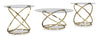 Joyce 38\" Glam Round 3-Pack Coffee + 2 End Tables - Gold Metal Base with Glass Top