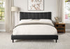 Paseo Platform Bed in Black Vegan-Leather Fabric - King Size | Lit plateforme rembourré Paseo en tissu de cuir végétalien noire - format très grand lit