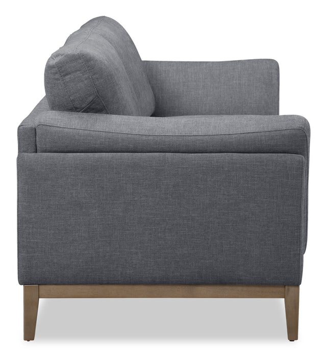 Valley 83.5\" Fabric Sofa with Rubberwood Base and Legs - Pewter