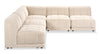 Kort & Co. Oaklyn Modular 5-Piece Fabric Armless Sectional with Tufted Seat Cushions - Beige | Sofa sectionnel modulaire sans accoudoirs Oaklyn de Kort & Co. 5 pièces en tissu avec coussins de siège capitonnés - beige