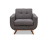 Kort & Co. Freeman 37" Linen-Look Fabric Chair with Wood Legs and Tufted Back Cushion - Charcoal Grey | Fauteuil Freeman Kort & Co. de 37 po en tissu d’apparence lin avec pattes en bois et coussin de dossier capitonné - gris anthracite