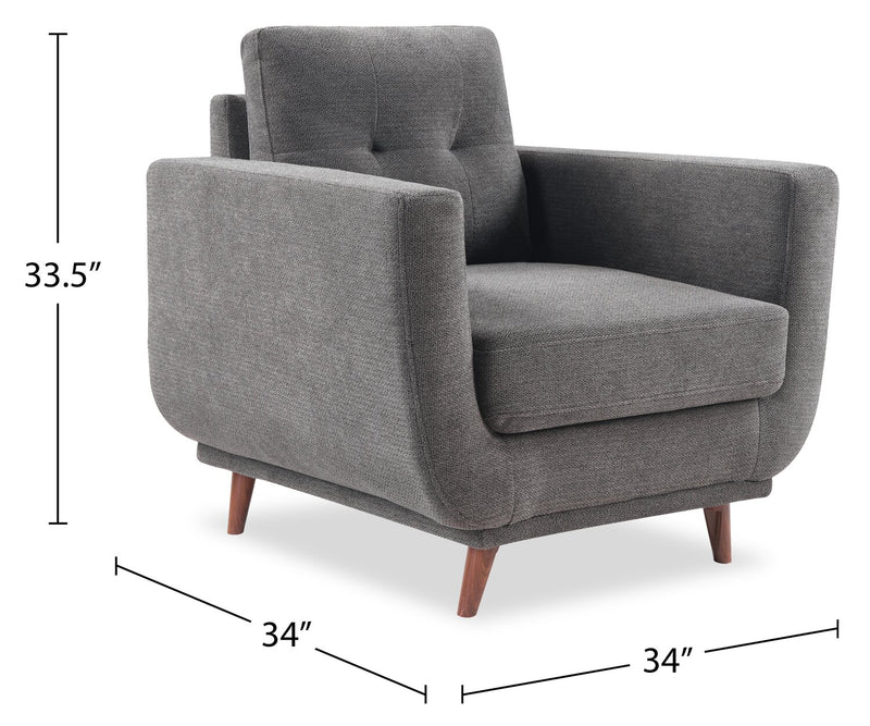 Cosmo 34\" Fabric Chair with Tufted Back Cushion - Charcoal