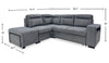 Coast 3-Piece Left-Facing Fabric Sleeper Sectional with Storage and Ottoman - Smoke | Sofa-lit sectionnel de gauche Coast 3 pièces en tissu avec rangement et pouf - fumée