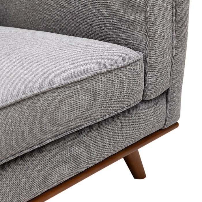 Kort & Co. Kassia 80\" Linen-Look Fabric Condo Size Sofa with Wood Base and Legs - Grey
