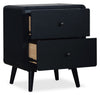 Milan Bedside 2-Drawer Nightstand, Mid-Century Modern,  22"W x 26"H - Black | Table de nuit moderne du milieu du 20e siècle Milan de 22 po (l) x 26 po (H) à 2 tiroirs - noire