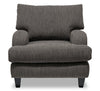 Made in Canada Nofia 36" Chenille Fabric Chair with Wood Legs - Charcoal Grey | Fauteuil Nofia de 36 po fabriqué au Canada en tissu de chenille avec pattes en bois - gris anthracite