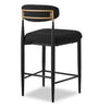 Kort & Co. Capri Counter-Height Stool with Boucle Fabric & Gold Accent, 26"H, Metal - Black | Tabouret 26 po Capri de Kort & Co. de hauteur comptoir en métal avec tissu bouclé et touches dorées - noir