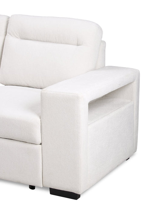 Coast 3-Piece Left-Facing Ivory White Fabric Sleeper Sectional with Storage Chaise and Storage Armrest