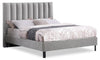 Amos Upholstered Platform Bed Base in Grey Fabric - King Size | Base de lit plateforme Amos rembourrée en tissu gris - format très grand lit