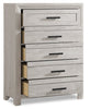 Lark Bedroom Chest of Drawers, 5-Drawer, 35"W x 47"H - Rustic White | Commode verticale de chambre à coucher Lark de 35 po (L) x 47 po (H) à 5 tiroirs - blanc rustique