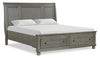 Chelsea 6pc Bedroom Set with Storage Bed, Dresser & Mirror, Grey - King Size | Ensemble de chambre à coucher Chelsea 6 pièces gris avec lit de rangement, commode et miroir - format très grand lit