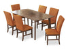 Rain 7pc Dining Set with Table & 6 Orange Chairs, 72"W - Orange/Brown | Ensemble de salle à manger Rain 7 pièces avec table de 72 po (L) et 6 chaises oranges - orange et brun