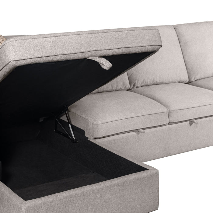 Scott Living Haven 3-Piece Right-Facing Chenille Fabric Cuddler Sleeper Sectional with Storage - Grey