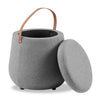 Vancouver 18" Round Fabric Storage Ottoman with Handle - Grey|Pouf de rangement rond Vancouver de 18 po en tissu avec poignée - gris